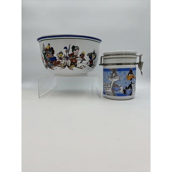 Warner Bros Looney Tunes Ceramic Bowl ‘94 amd Jar ‘97 - Picture 1 of 12